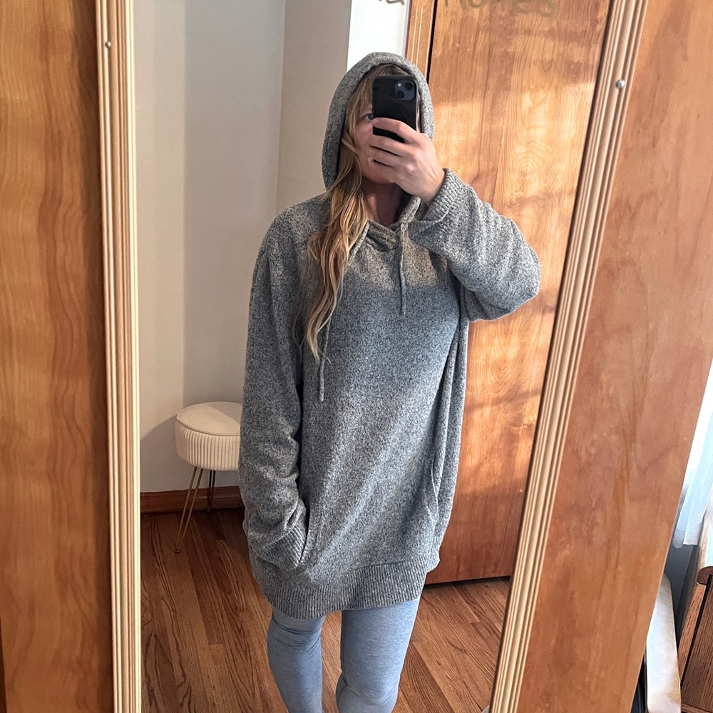 Allsaints oversized cotton wool blend knit hoodie
